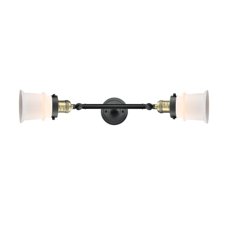 A large image of the Innovations Lighting 208L Small Canton Black Antique Brass / Matte White