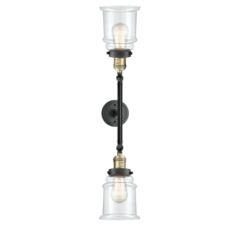 A large image of the Innovations Lighting 208L Canton Black Antique Brass / Clear