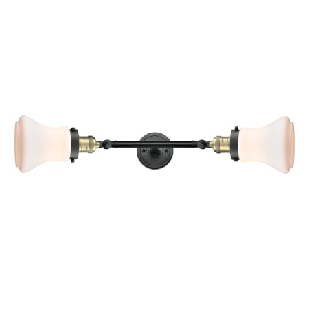 A large image of the Innovations Lighting 208L Bellmont Black Antique Brass / Matte White