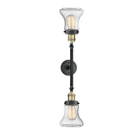 A large image of the Innovations Lighting 208L Bellmont Black Antique Brass / Seedy