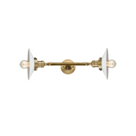 A large image of the Innovations Lighting 208L Halophane Brushed Brass / Matte White