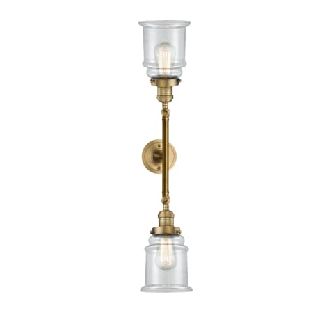 A large image of the Innovations Lighting 208L Canton Brushed Brass / Clear