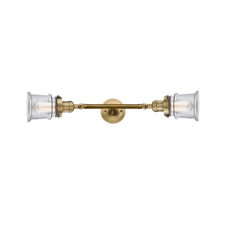 A large image of the Innovations Lighting 208L Small Canton Brushed Brass / Clear