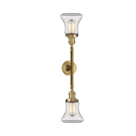 A large image of the Innovations Lighting 208L Bellmont Brushed Brass / Clear