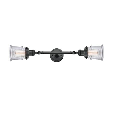 A large image of the Innovations Lighting 208L Small Canton Matte Black / Clear