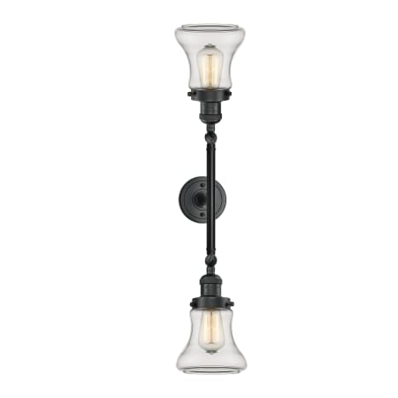 A large image of the Innovations Lighting 208L Bellmont Matte Black / Clear