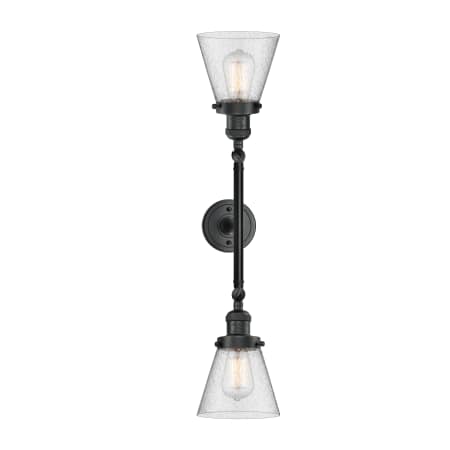 A large image of the Innovations Lighting 208L Small Cone Matte Black / Seedy