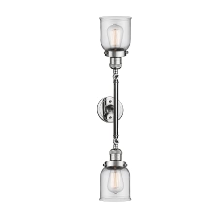 A large image of the Innovations Lighting 208L Small Bell Polished Chrome / Clear