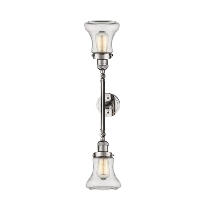 A large image of the Innovations Lighting 208L Bellmont Polished Nickel / Clear