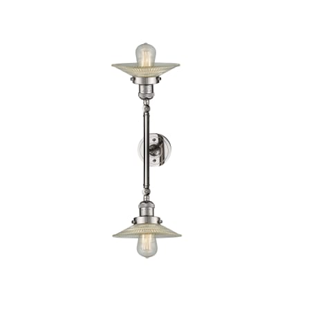 A large image of the Innovations Lighting 208L Halophane Polished Nickel / Flat