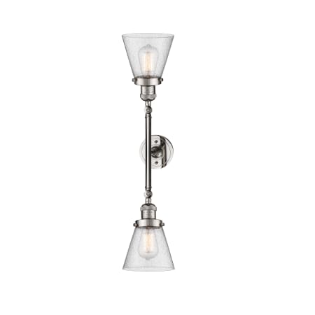 A large image of the Innovations Lighting 208L Small Cone Polished Nickel / Seedy