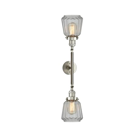 A large image of the Innovations Lighting 208L Chatham Brushed Satin Nickel / Clear