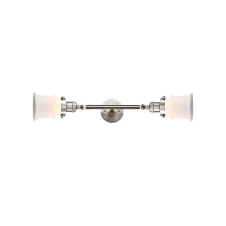 A large image of the Innovations Lighting 208L Small Canton Brushed Satin Nickel / Matte White