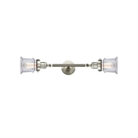 A large image of the Innovations Lighting 208L Small Canton Brushed Satin Nickel / Clear