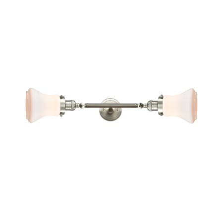 A large image of the Innovations Lighting 208L Bellmont Brushed Satin Nickel / Matte White