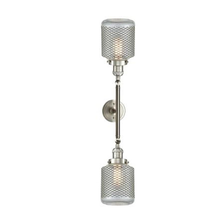 A large image of the Innovations Lighting 208L Stanton Brushed Satin Nickel / Wire Mesh