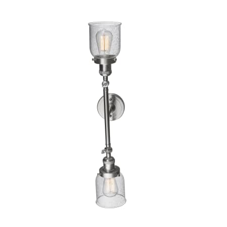 A large image of the Innovations Lighting 208L Small Bell Brushed Satin Nickel / Seedy