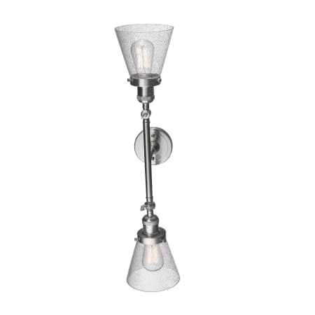 A large image of the Innovations Lighting 208L Small Cone Brushed Satin Nickel / Seedy