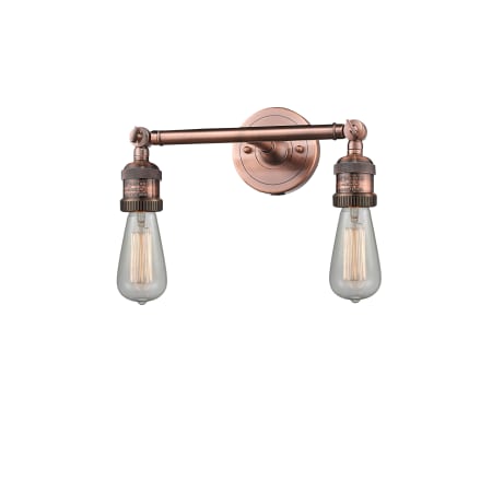A large image of the Innovations Lighting 208NH Bare Bulb Antique Copper