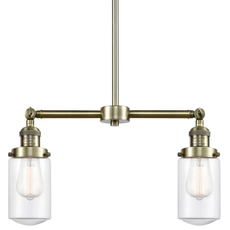 A large image of the Innovations Lighting 209 Dover Antique Brass / Clear