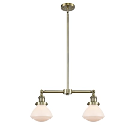 A large image of the Innovations Lighting 209 Olean Antique Brass / Matte White