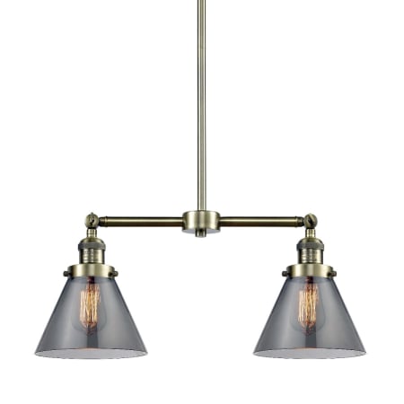 A large image of the Innovations Lighting 209 Large Cone Antique Brass / Smoked