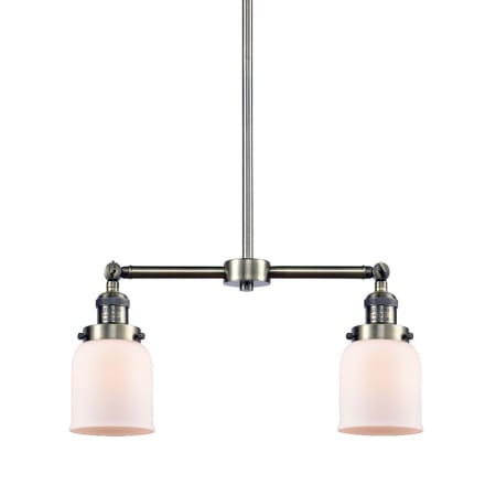 A large image of the Innovations Lighting 209 Small Bell Antique Brass / Matte White Cased