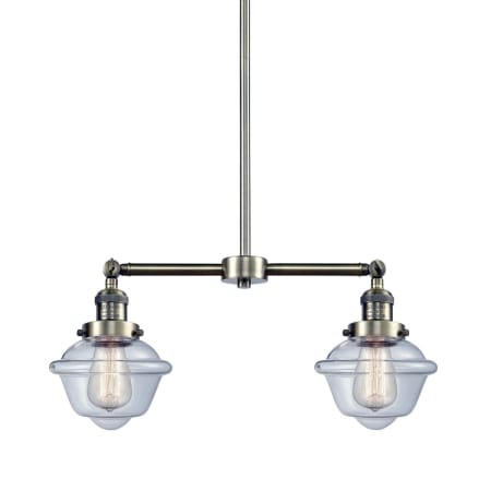 A large image of the Innovations Lighting 209 Small Oxford Antique Brass / Clear