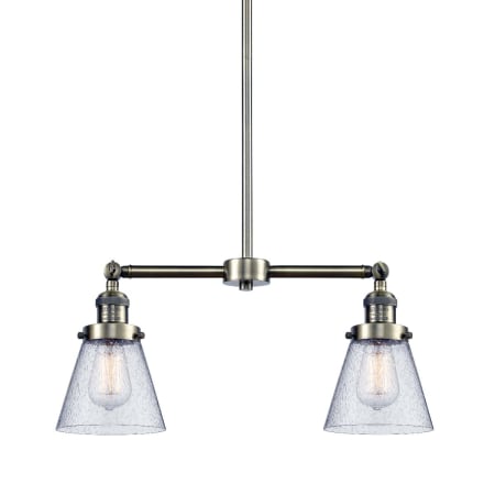 A large image of the Innovations Lighting 209 Small Cone Antique Brass / Seedy