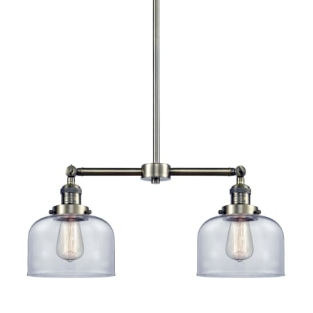 A large image of the Innovations Lighting 209 Large Bell Antique Brass / Clear