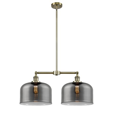 A large image of the Innovations Lighting 209 X-Large Bell Antique Brass / Plated Smoke
