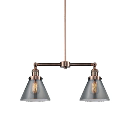 A large image of the Innovations Lighting 209 Large Cone Antique Copper / Smoked