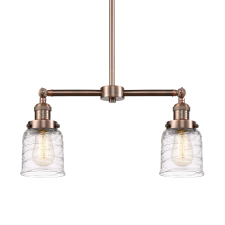 A large image of the Innovations Lighting 209-10-21 Bell Linear Antique Copper / Deco Swirl