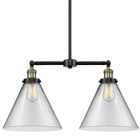 A large image of the Innovations Lighting 209 X-Large Cone Black / Antique Brass / Clear