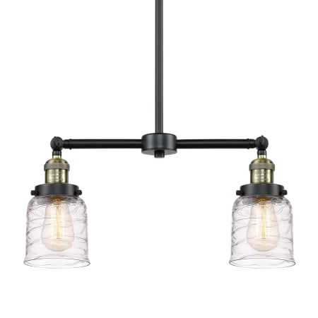 A large image of the Innovations Lighting 209-10-21 Bell Linear Black Antique Brass / Deco Swirl