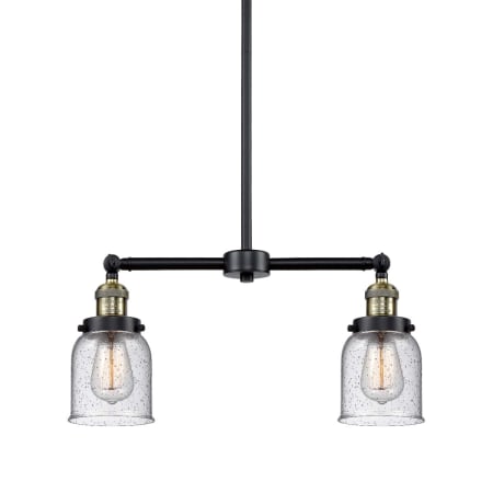 A large image of the Innovations Lighting 209 Small Bell Black / Antique Brass / Seedy