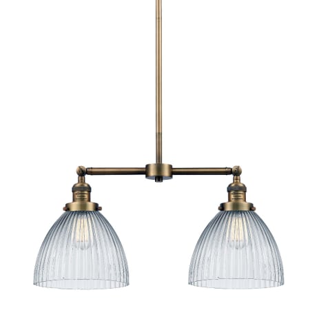 A large image of the Innovations Lighting 209 Seneca Falls Brushed Brass / Clear Halophane