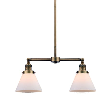A large image of the Innovations Lighting 209 Large Cone Brushed Brass / Matte White Cased