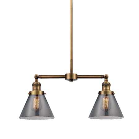 A large image of the Innovations Lighting 209 Large Cone Brushed Brass / Smoked