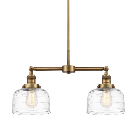 A large image of the Innovations Lighting 209-10-21 Bell Linear Brushed Brass / Clear Deco Swirl