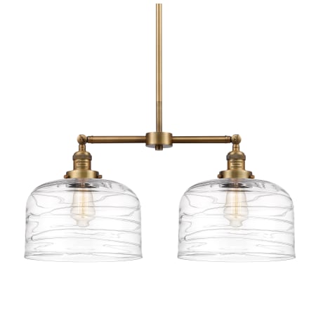 A large image of the Innovations Lighting 209-10-21-L Bell Linear Brushed Brass / Clear Deco Swirl
