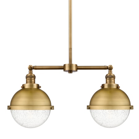 A large image of the Innovations Lighting 209-13-18 Hampden Linear Brushed Brass / Seedy