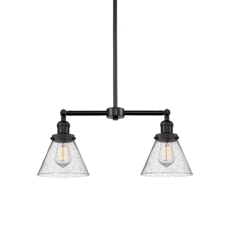 A large image of the Innovations Lighting 209 Large Cone Matte Black / Seedy