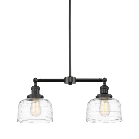 A large image of the Innovations Lighting 209-10-21 Bell Linear Matte Black / Clear Deco Swirl