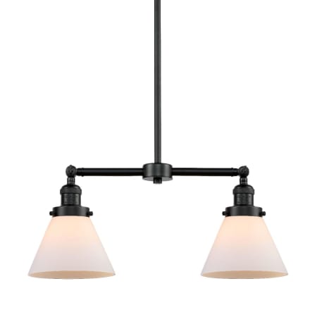 A large image of the Innovations Lighting 209 Large Cone Oil Rubbed Bronze / Matte White Cased