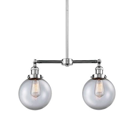 A large image of the Innovations Lighting 209-8 Beacon Polished Chrome / Clear