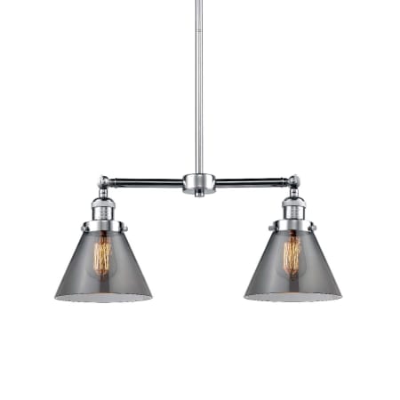 A large image of the Innovations Lighting 209 Large Cone Polished Chrome / Smoked