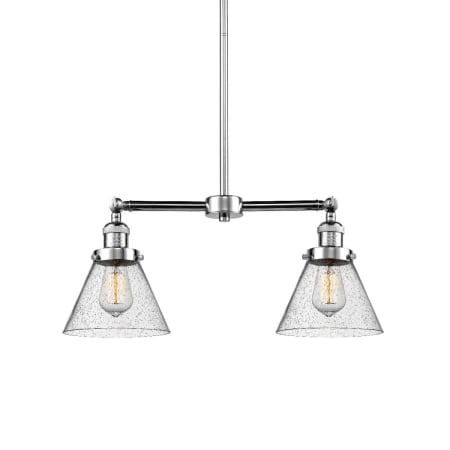 A large image of the Innovations Lighting 209 Large Cone Polished Chrome / Seedy