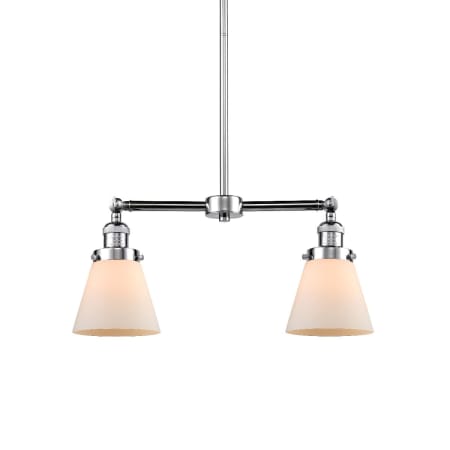 A large image of the Innovations Lighting 209 Small Cone Polished Chrome / Matte White Cased