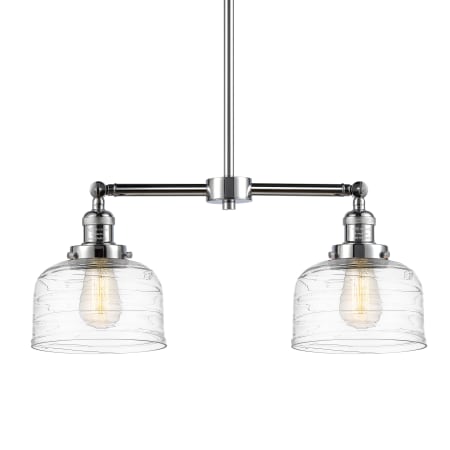 A large image of the Innovations Lighting 209-10-21 Bell Linear Polished Chrome / Clear Deco Swirl